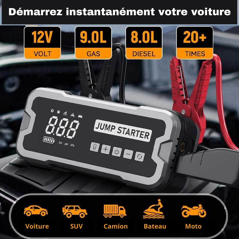 Dexvon - Démarreur portable 4 en 1 avec pompe à air Pro